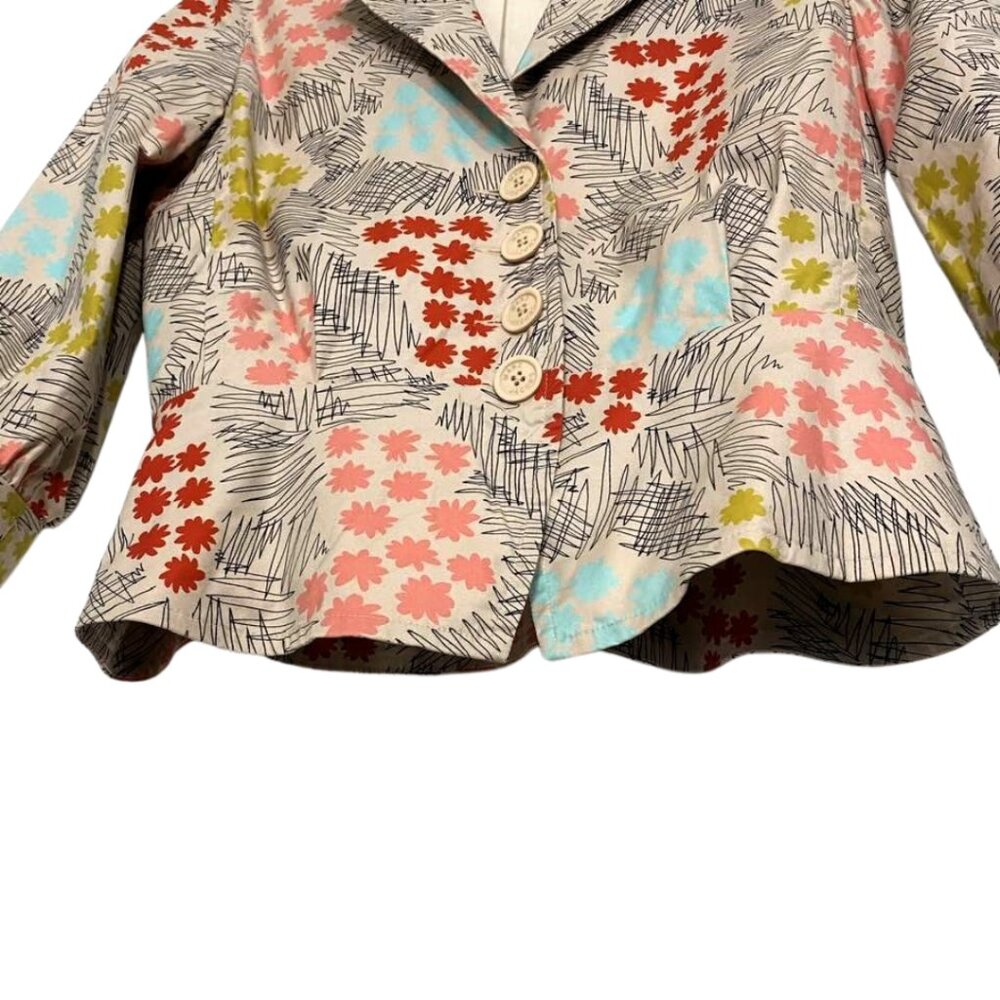 Marc Jacobs Colorful Daisy Floral Print Short Blazer Jacket Cotton Stretch - Picture 7 of 13